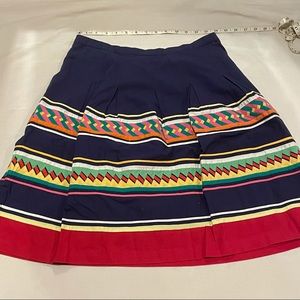 patterned pleated midi skirt